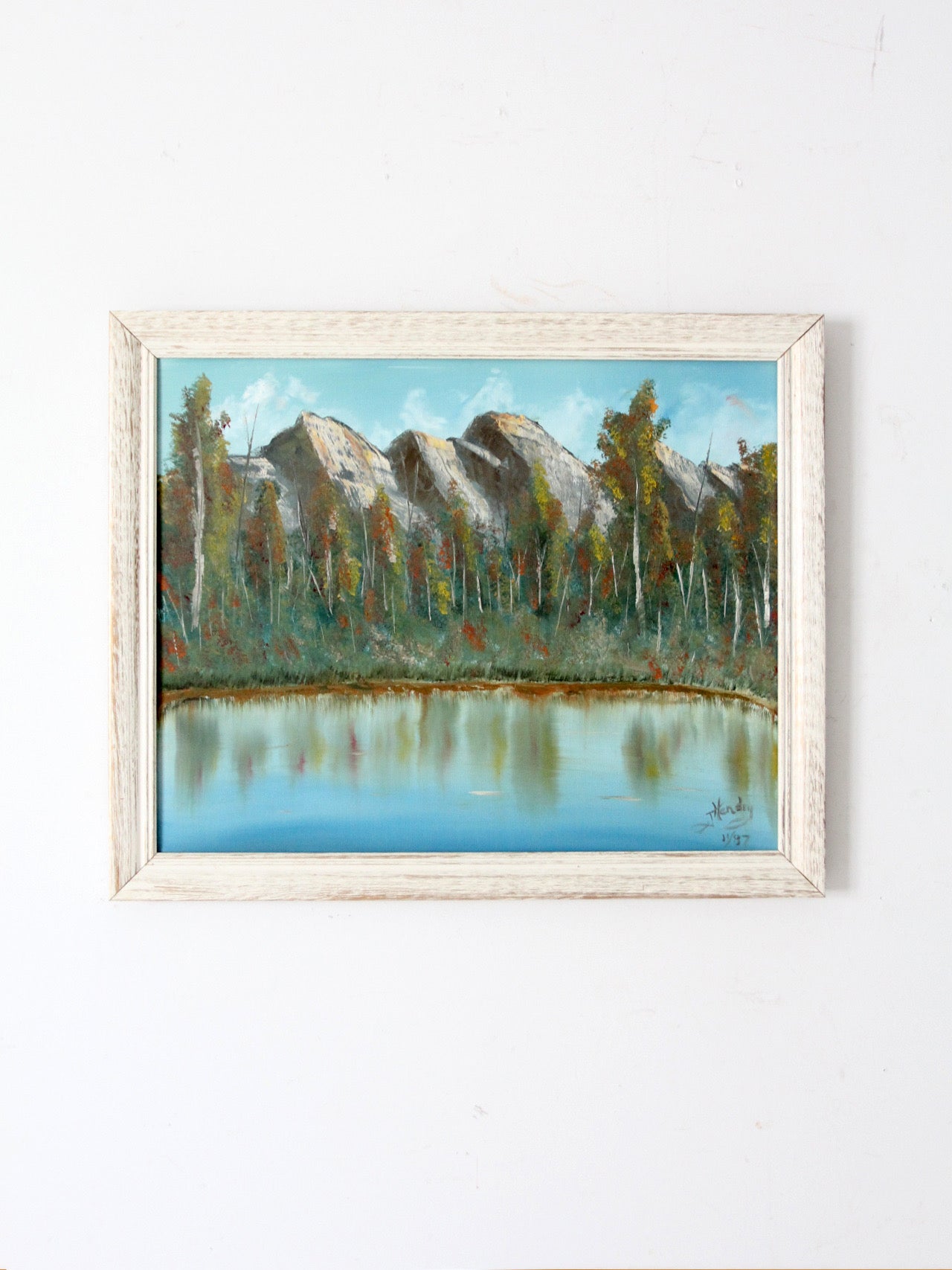 vintage mountain lake landscape painting