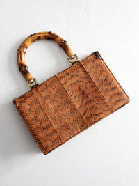 vintage reptile skin accordion hand bag