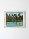 vintage mountain lake landscape painting