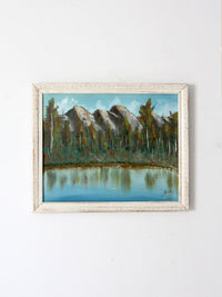 vintage mountain lake landscape painting