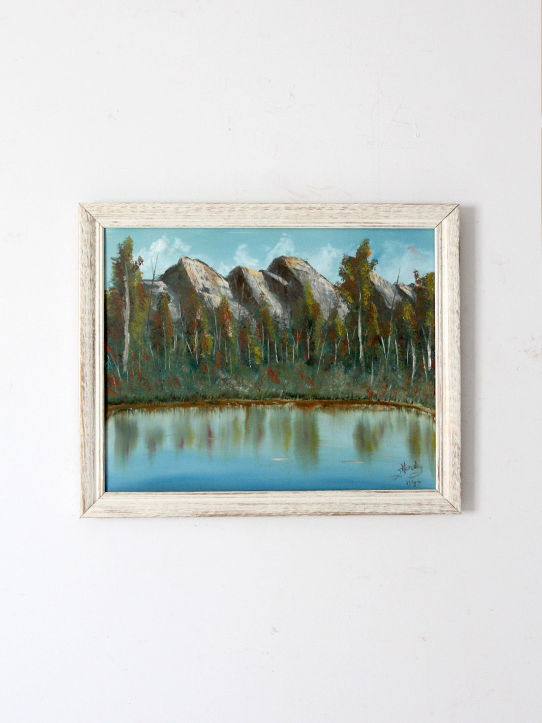 vintage mountain lake landscape painting