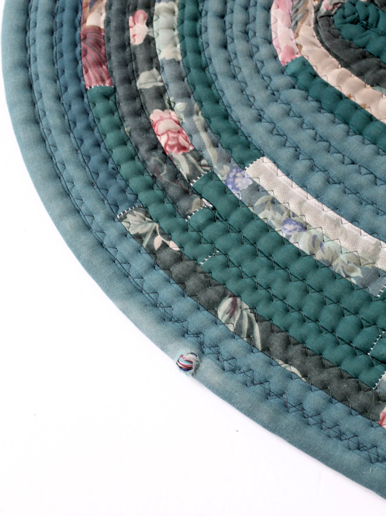 vintage handmade braided rag rug