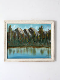 vintage mountain lake landscape painting