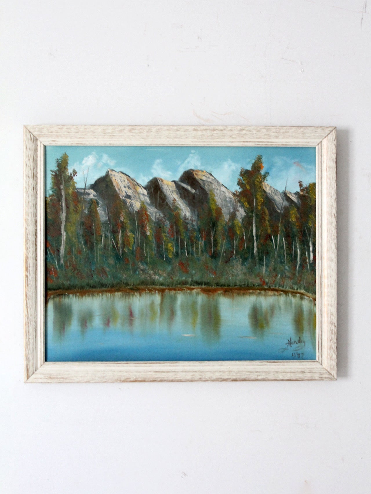 vintage mountain lake landscape painting