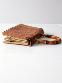 vintage reptile skin accordion hand bag