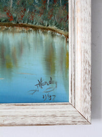 vintage mountain lake landscape painting