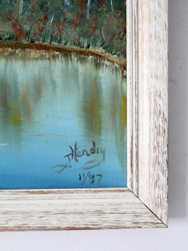 vintage mountain lake landscape painting