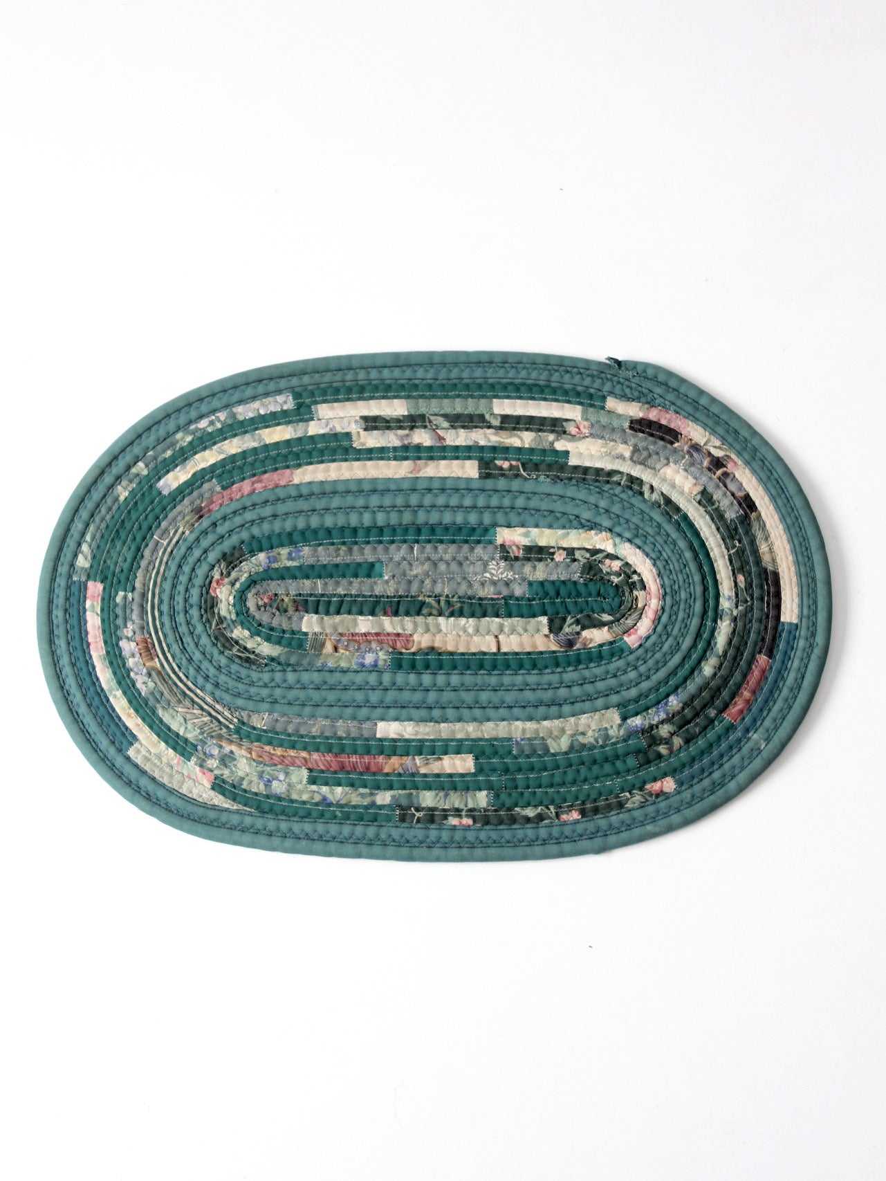 vintage handmade braided rag rug