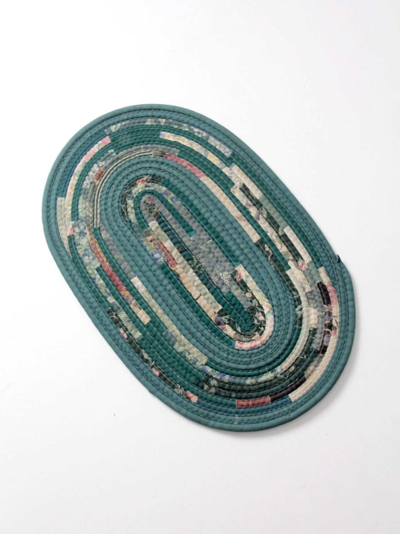 vintage handmade braided rag rug