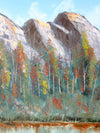 vintage mountain lake landscape painting