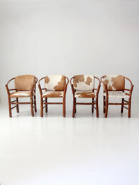 vintage Old Hickory hair on hide armchairs | set of four