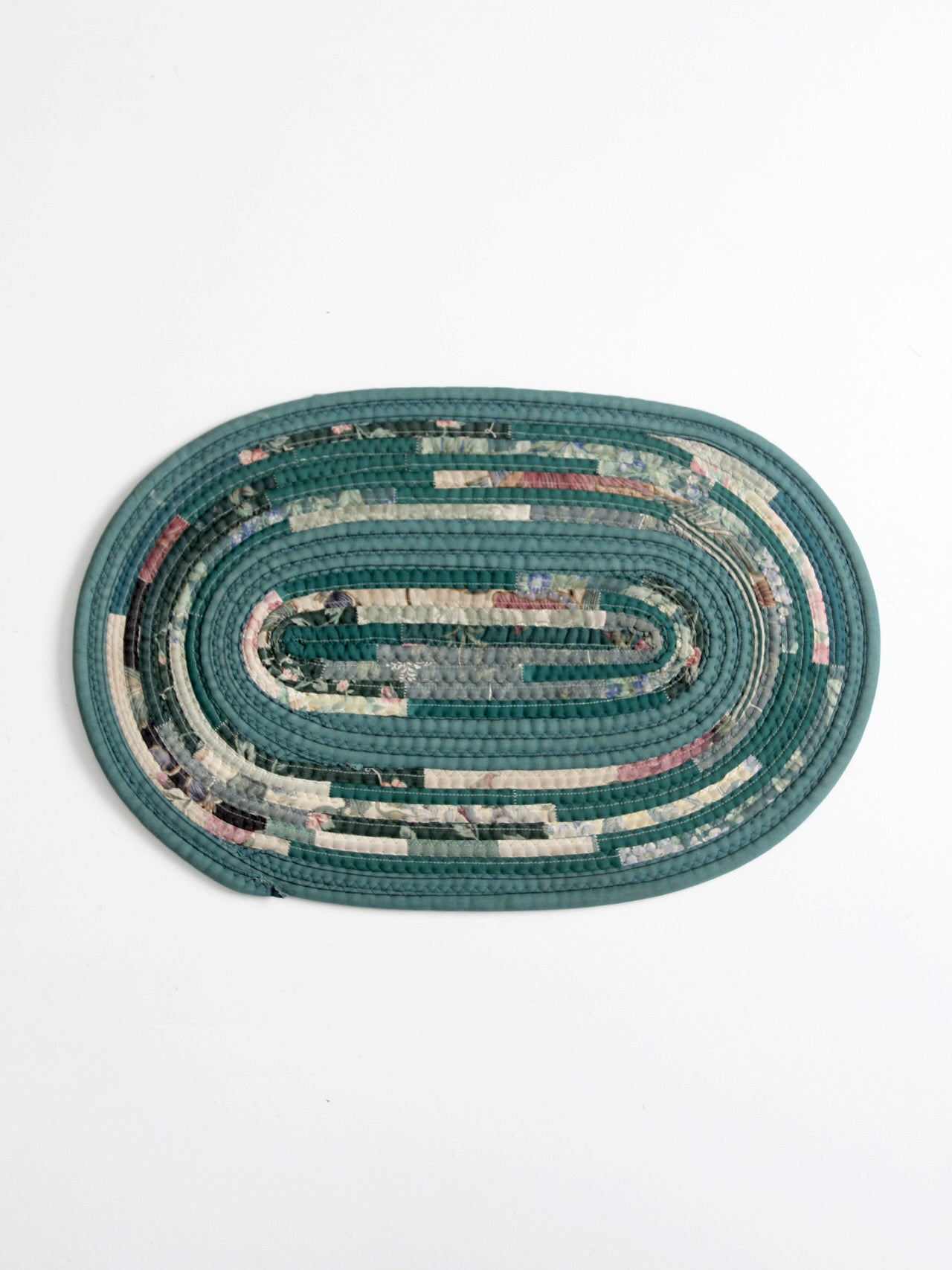 vintage handmade braided rag rug
