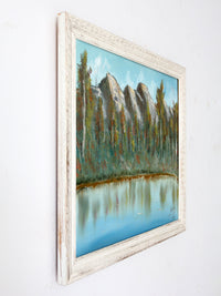 vintage mountain lake landscape painting