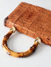 vintage reptile skin accordion hand bag