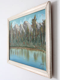 vintage mountain lake landscape painting