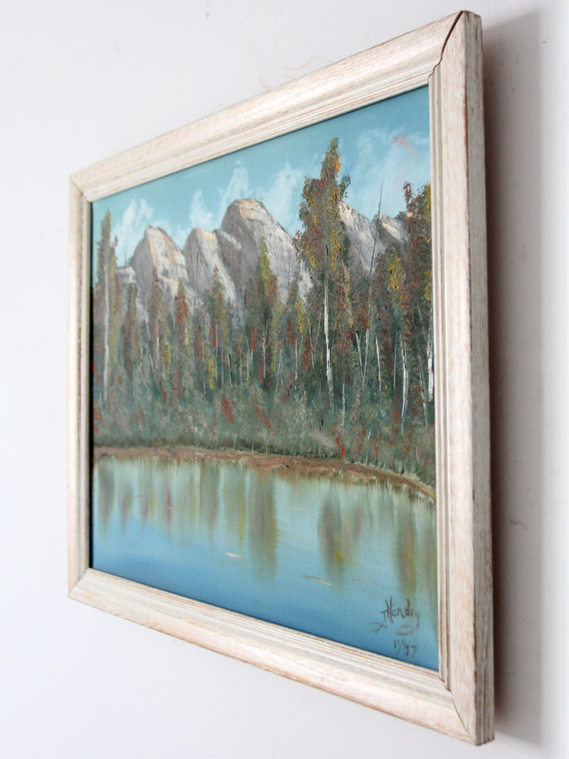 vintage mountain lake landscape painting