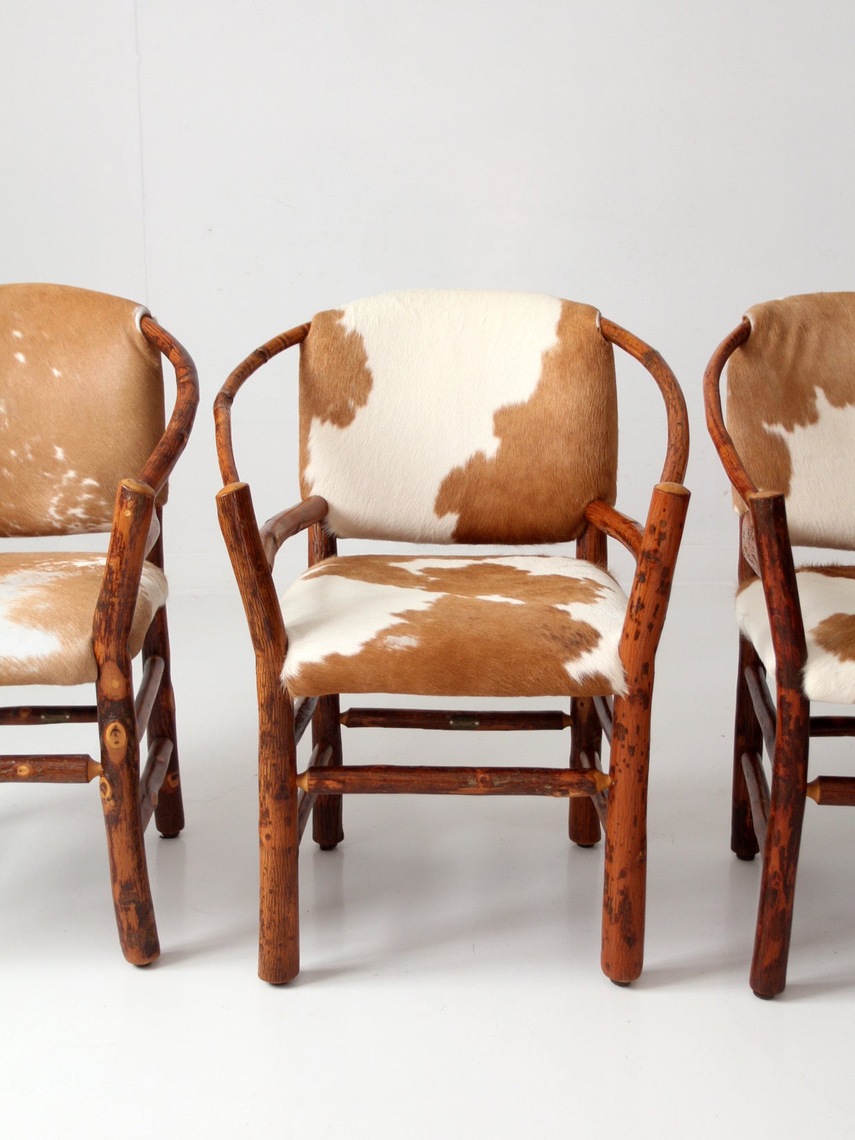 vintage Old Hickory hair on hide armchairs | set of four