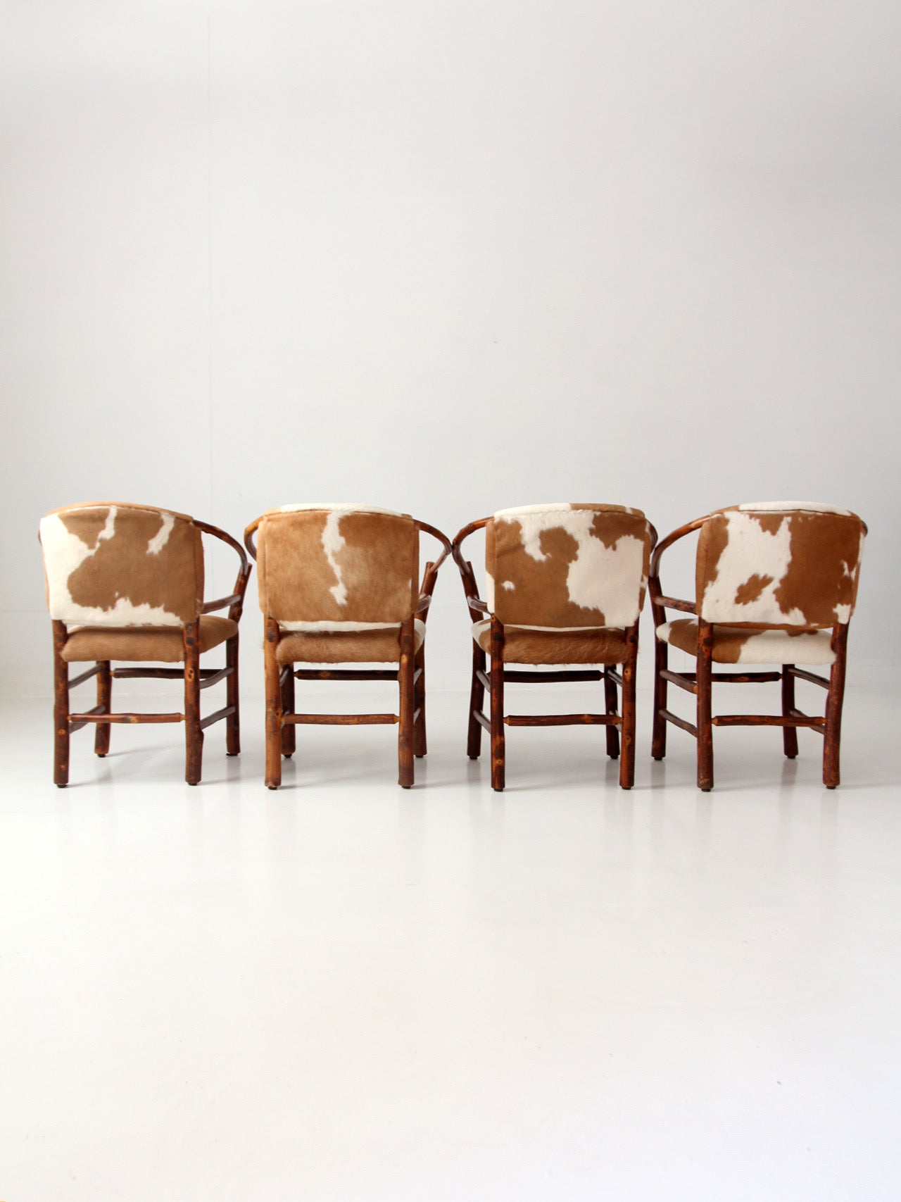 vintage Old Hickory hair on hide armchairs | set of four