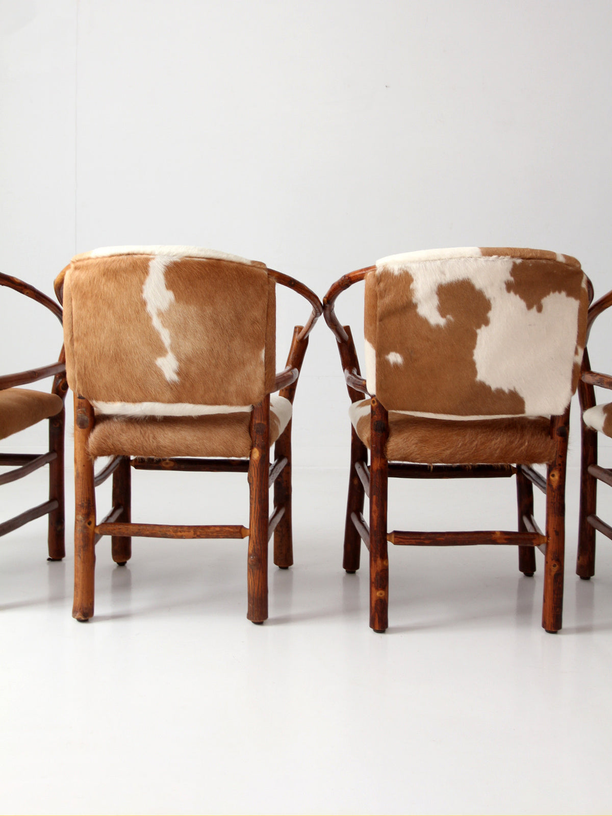 vintage Old Hickory hair on hide armchairs | set of four