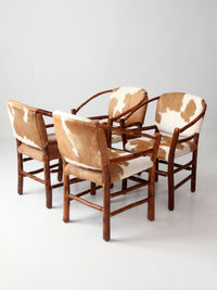 vintage Old Hickory hair on hide armchairs | set of four