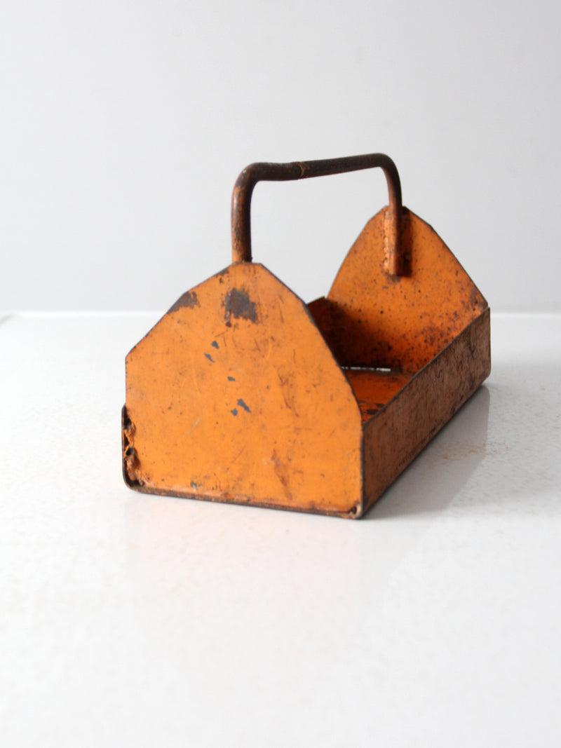vintage orange metal trug basket toolbox