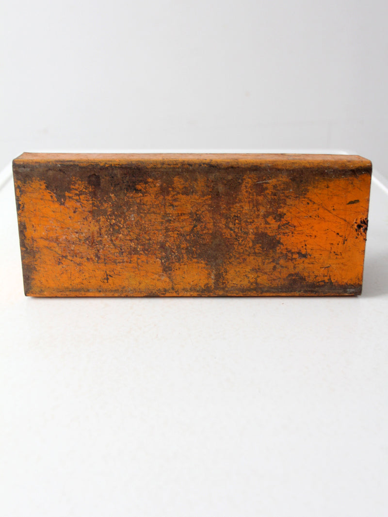vintage orange metal trug basket toolbox