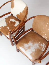 vintage Old Hickory hair on hide armchairs | set of four