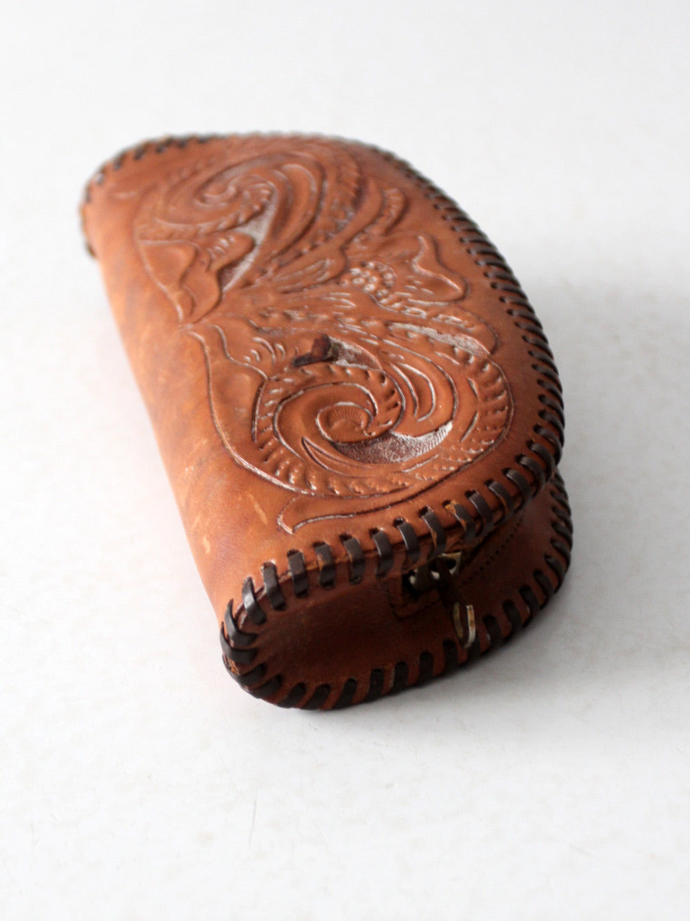 vintage tooled leather pouch