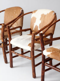 vintage Old Hickory hair on hide armchairs | set of four