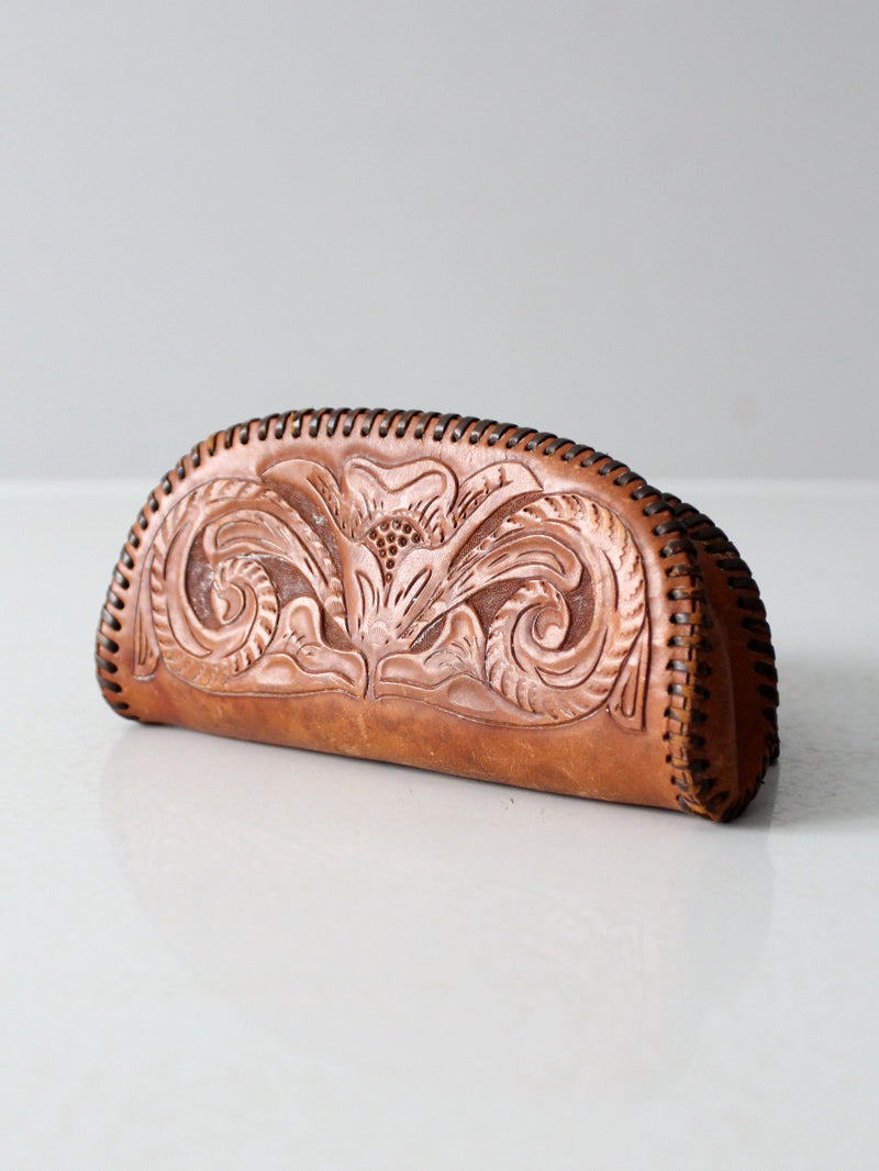 vintage tooled leather pouch