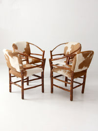 vintage Old Hickory hair on hide armchairs | set of four