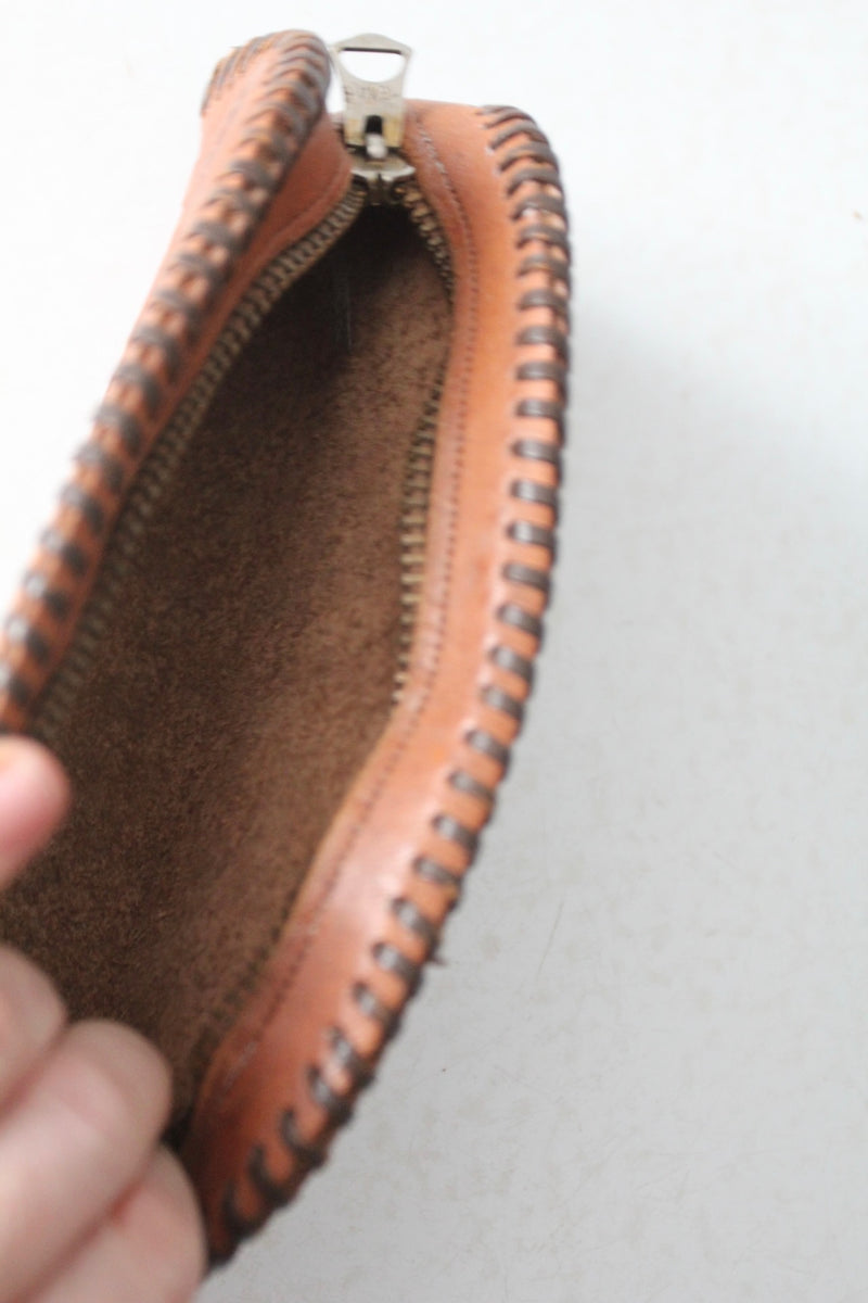 vintage tooled leather pouch