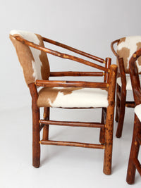 vintage Old Hickory hair on hide armchairs | set of four