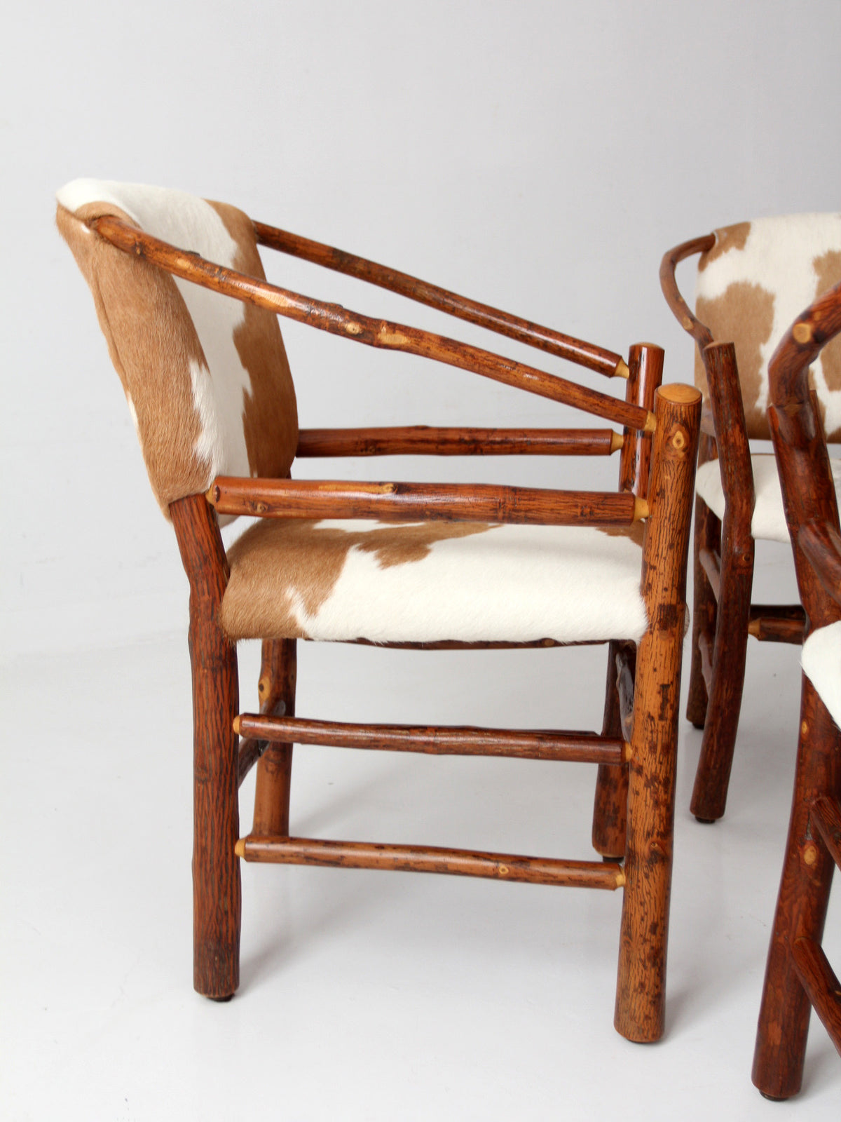 vintage Old Hickory hair on hide armchairs | set of four