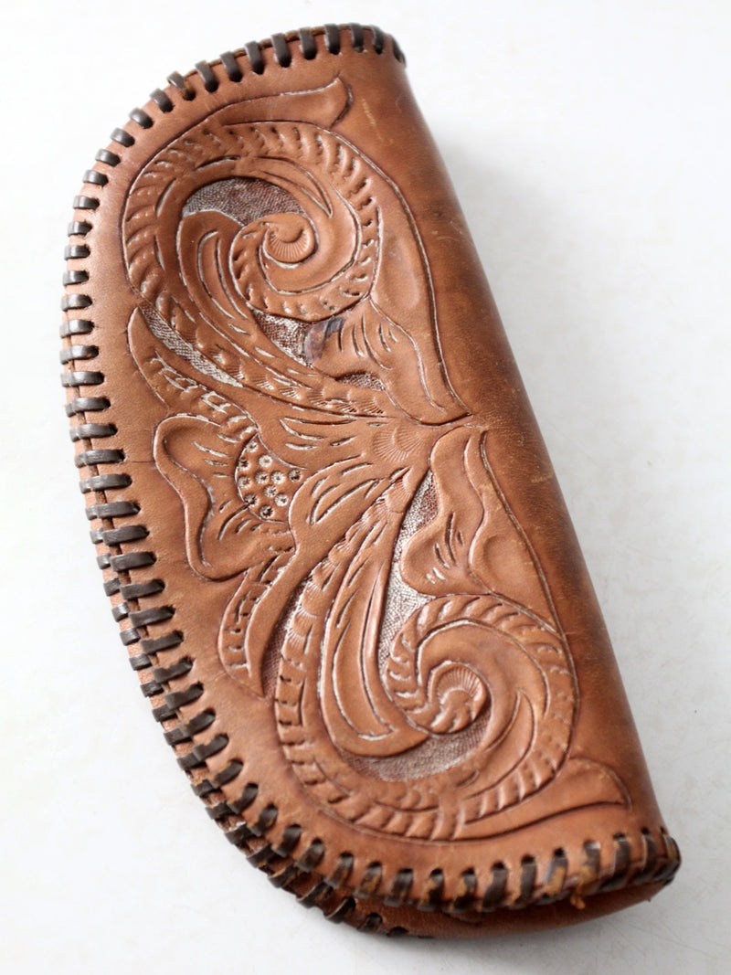 vintage tooled leather pouch