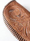 vintage tooled leather pouch