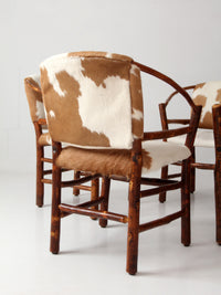 vintage Old Hickory hair on hide armchairs | set of four