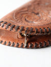 vintage tooled leather pouch