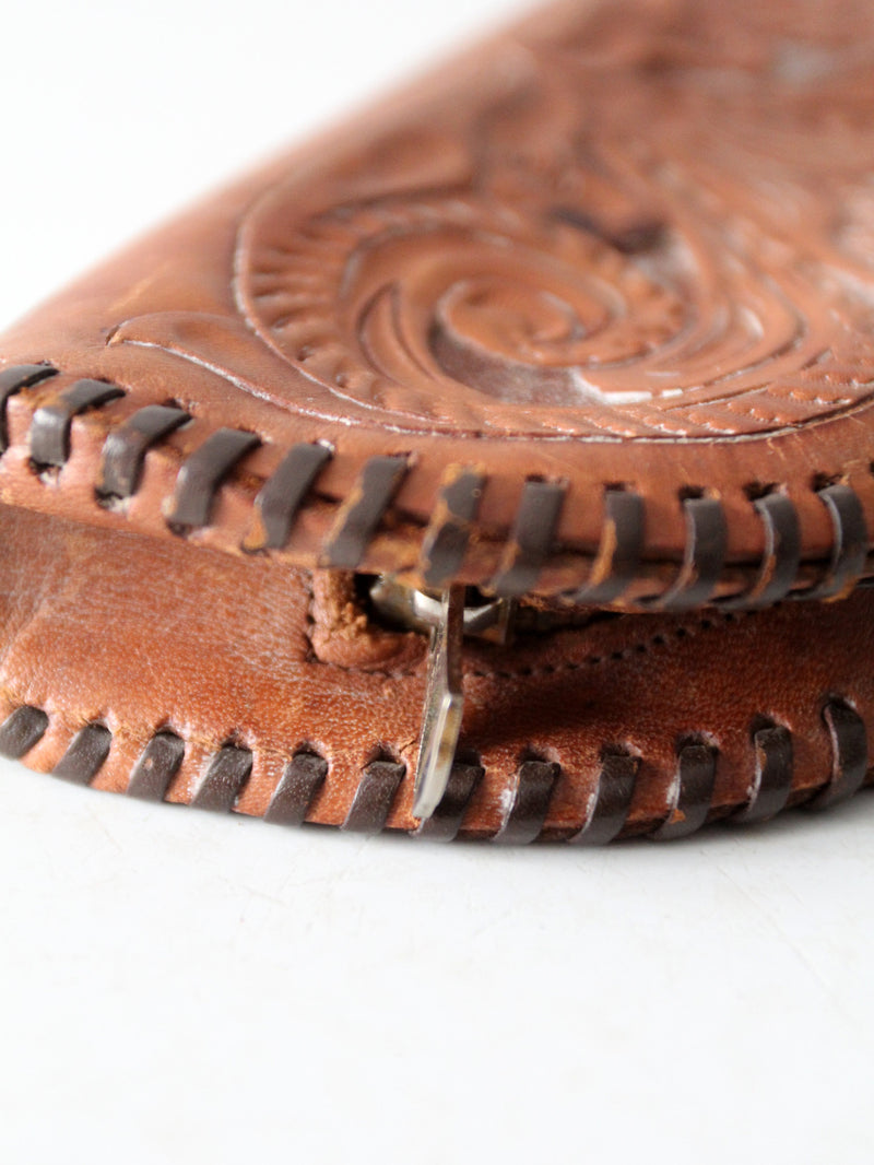 vintage tooled leather pouch