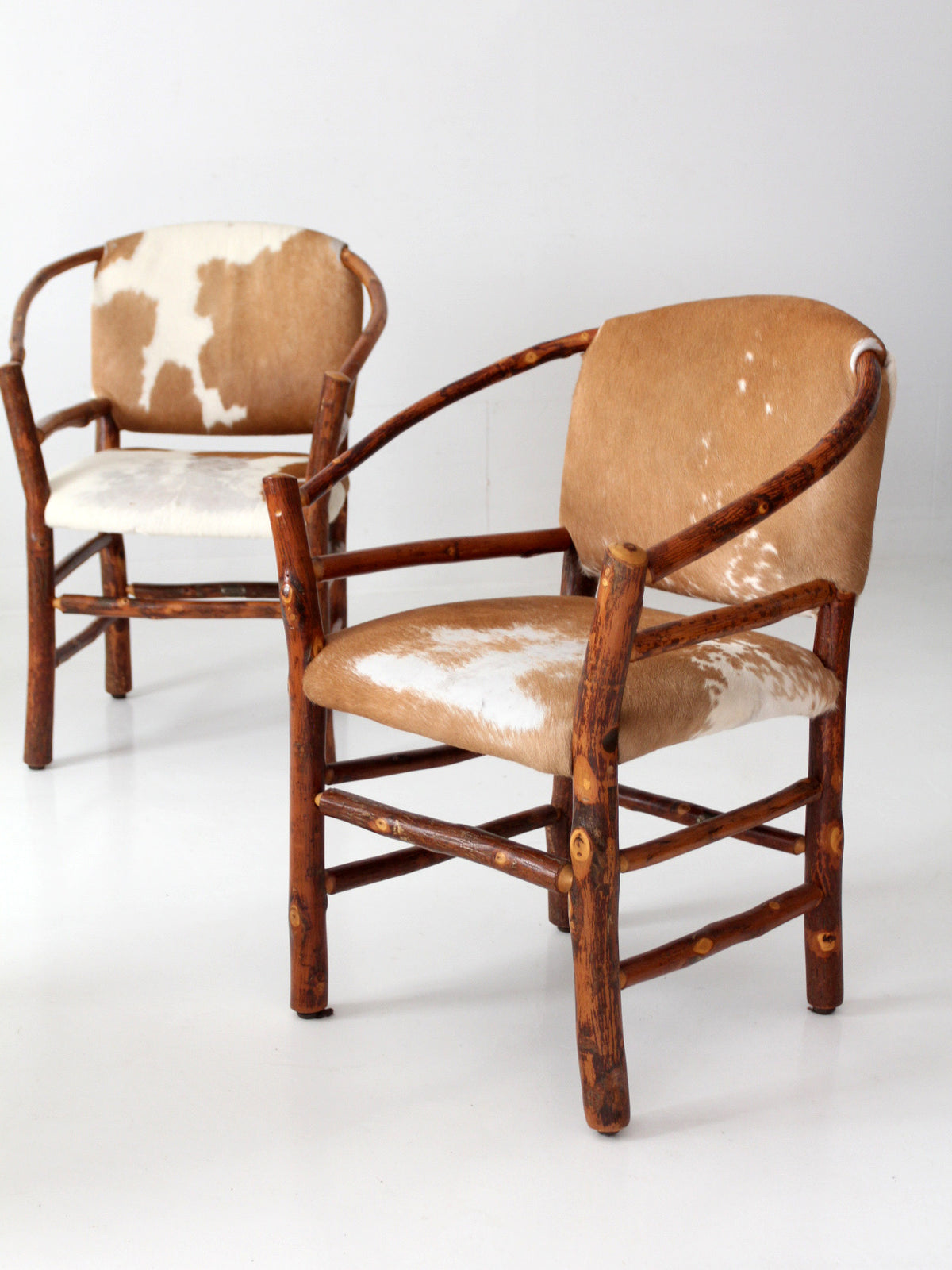 vintage Old Hickory hair on hide armchairs | set of four
