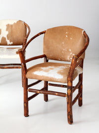 vintage Old Hickory hair on hide armchairs | set of four