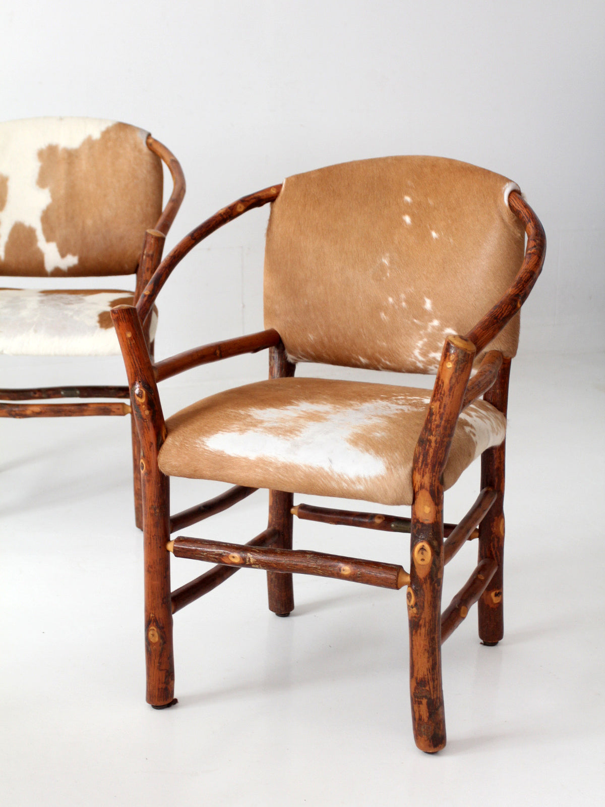 vintage Old Hickory hair on hide armchairs | set of four