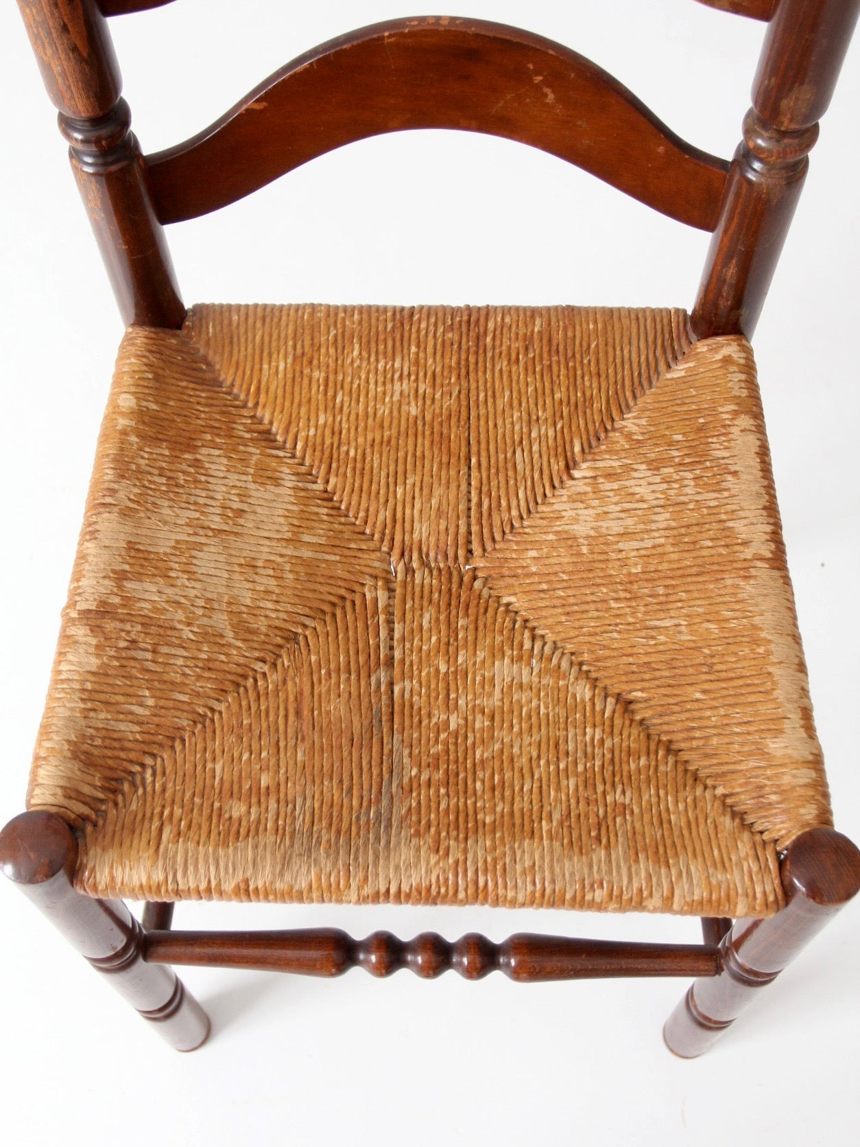 vintage 1930s Tell City rush seat ladder back chair