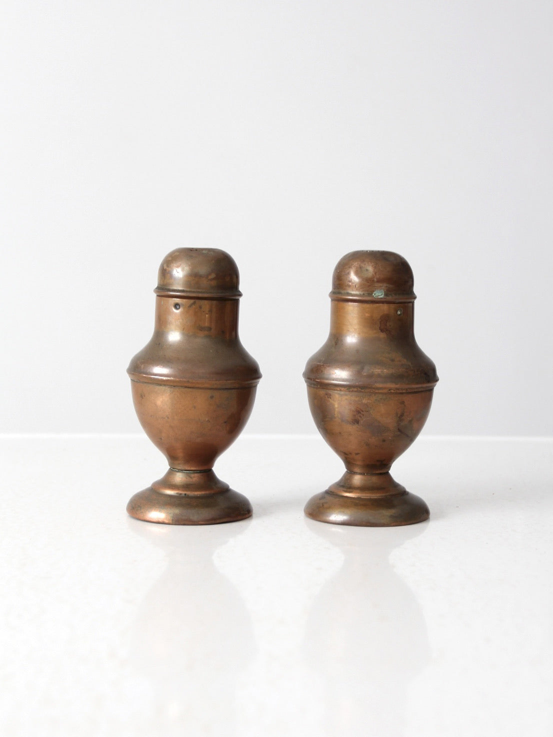 vintage copper salt and pepper shakers set