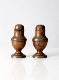 vintage copper salt and pepper shakers set