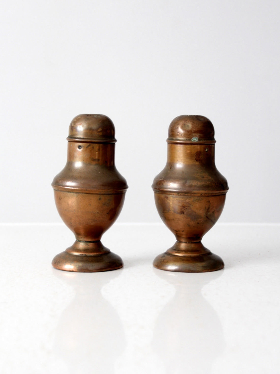 vintage copper salt and pepper shakers set