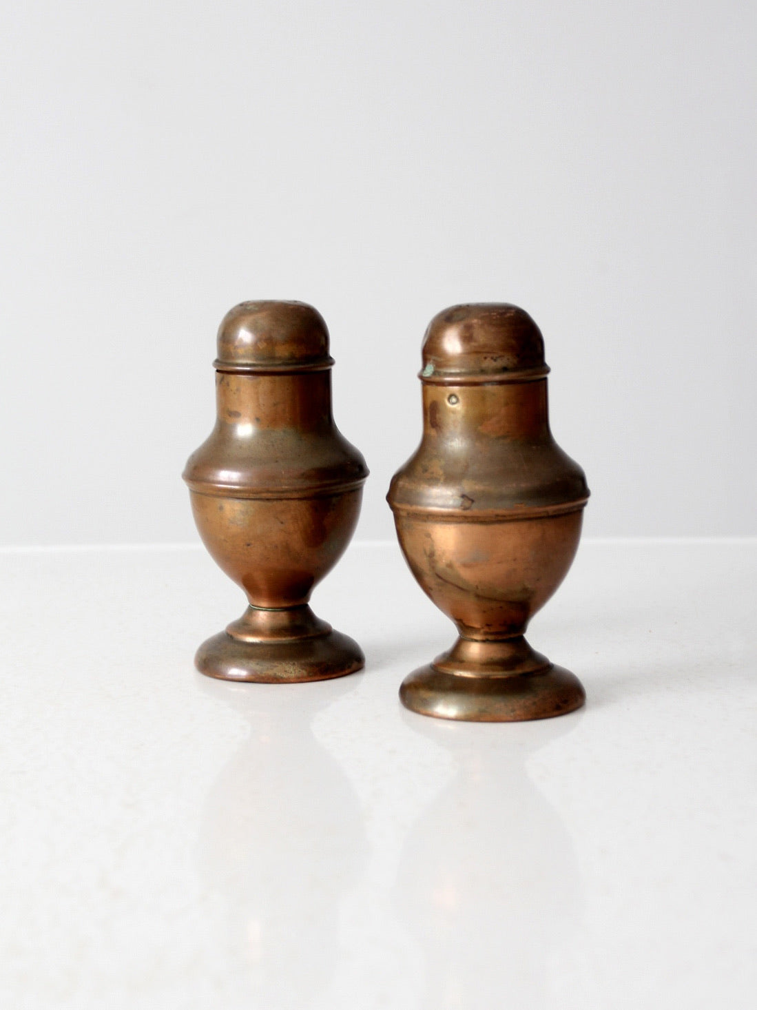 vintage copper salt and pepper shakers set