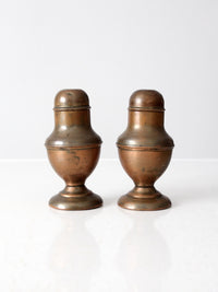 vintage copper salt and pepper shakers set