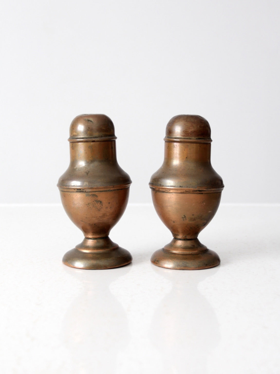 vintage copper salt and pepper shakers set
