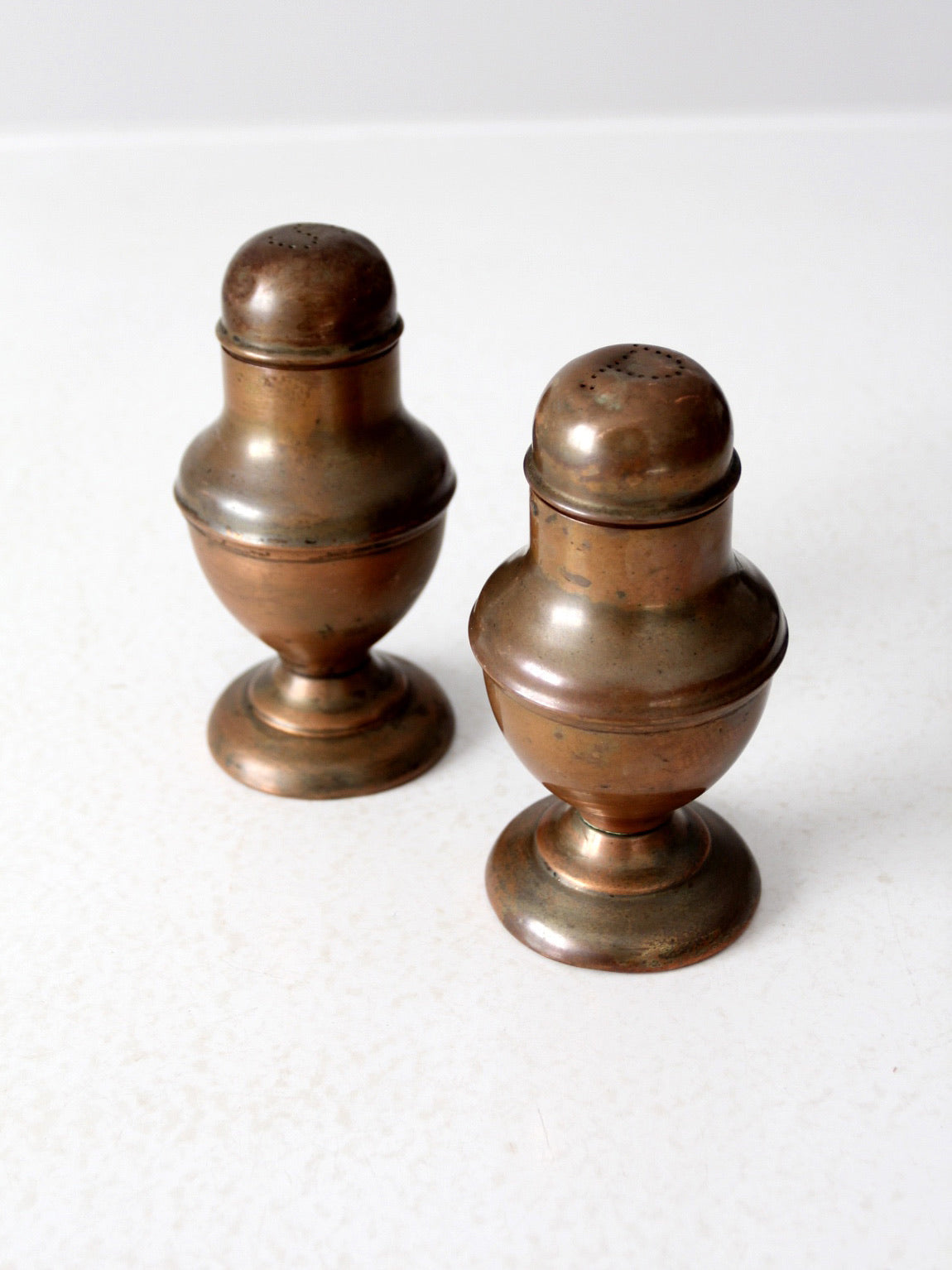 vintage copper salt and pepper shakers set